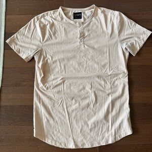 Men’s Cuts short sleeve curve hem Henley - M, eggshell/Bone color